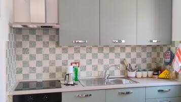 Fridge, oven, stovetop, cookware/dishes/utensils