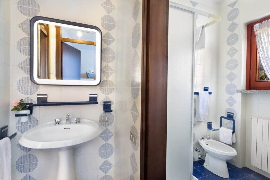 Hair dryer, towels, toilet paper