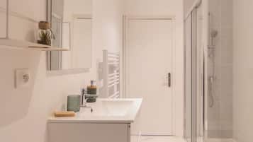 Douche, sèche-cheveux, serviettes fournies, papier toilette