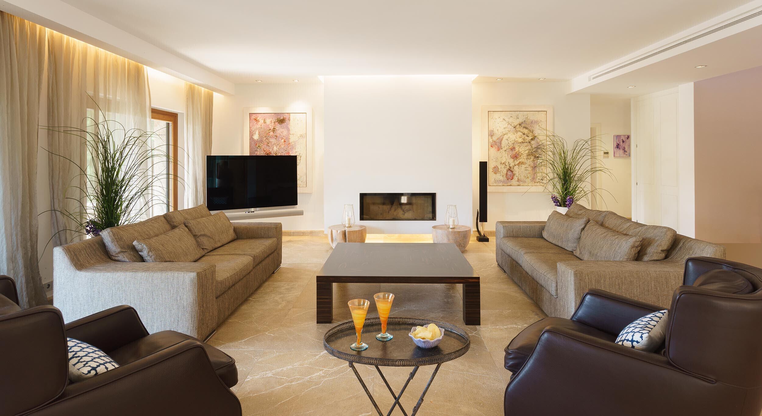 TV, fireplace, video games, DVD player