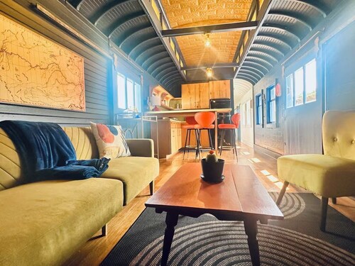 Train Wreck Inn - The Blue Train Car