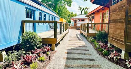 Train Wreck Inn - The Blue Train Car