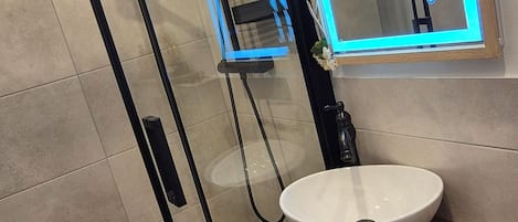 シャワー、ヘアドライヤー、タオル、トイレットペーパー