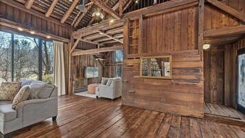 Smart TV, chimenea y libros