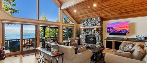 Smart TV, fireplace, stereo