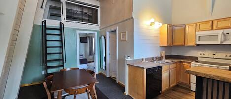Fridge, microwave, oven, dishwasher