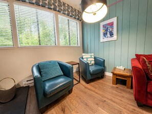 TV, fireplace, DVD player, books