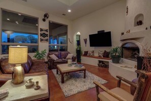 Smart TV, fireplace, DVD player, printers