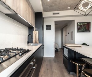 Fridge, microwave, oven, stovetop - Private Room in Art, Loft Style Condo in Toronto! (Toronto)