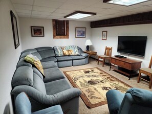 Televisión, chimenea y reproductor de DVD 