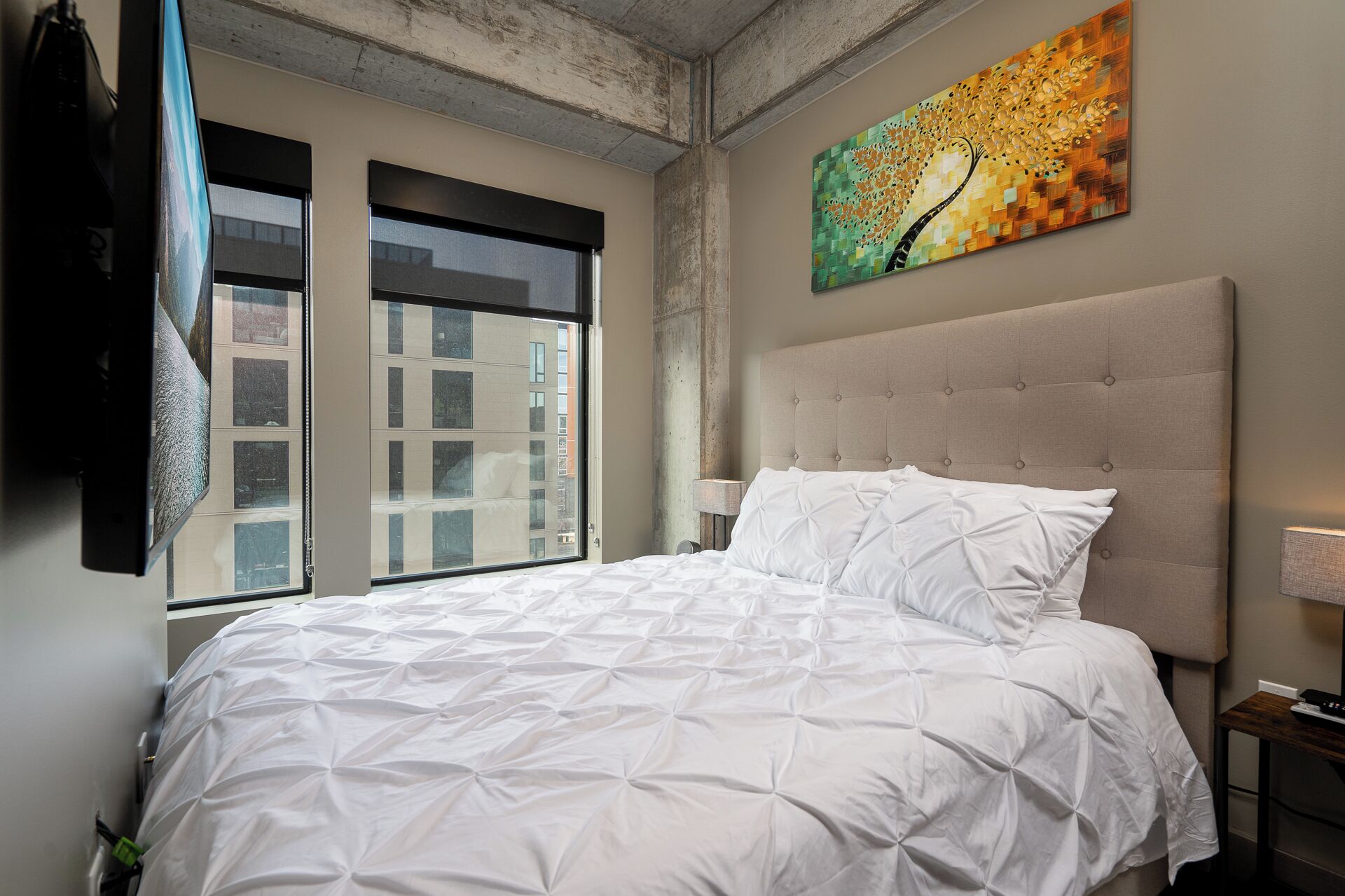 Apartamento (0 Bedroom) | Espacio para trabajar con un portátil y ropa de cama