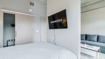 Appartement (0 Bedroom) | Espace de travail pour ordinateur portable, draps fournis