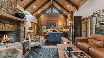 Smart TV, fireplace, stereo