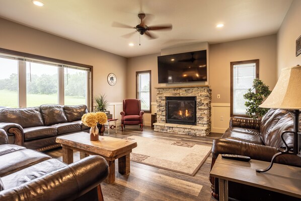 Televisión y chimenea