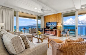 TV - Maui Resort Rentals: The Whaler 1001 - Upgraded 10th Floor Oceanfront Corner 1BR/2BA - Premier 1BR Location at The Whaler! (Lahaina)