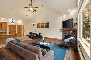 TV, fireplace, offices