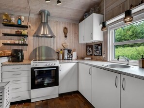 Fridge, microwave, cookware/dishes/utensils