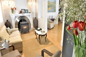 TV, fireplace