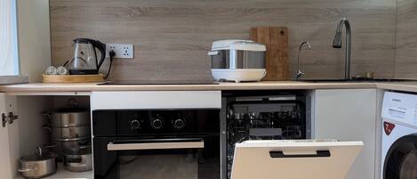 Microwave, oven, stovetop, dishwasher