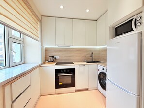 Microwave, oven, stovetop, dishwasher