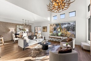 Smart TV, fireplace, stereo