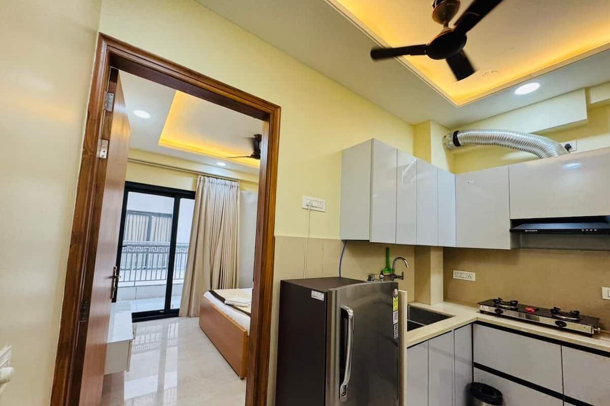 Full-sized fridge, oven, dishwasher, mixer