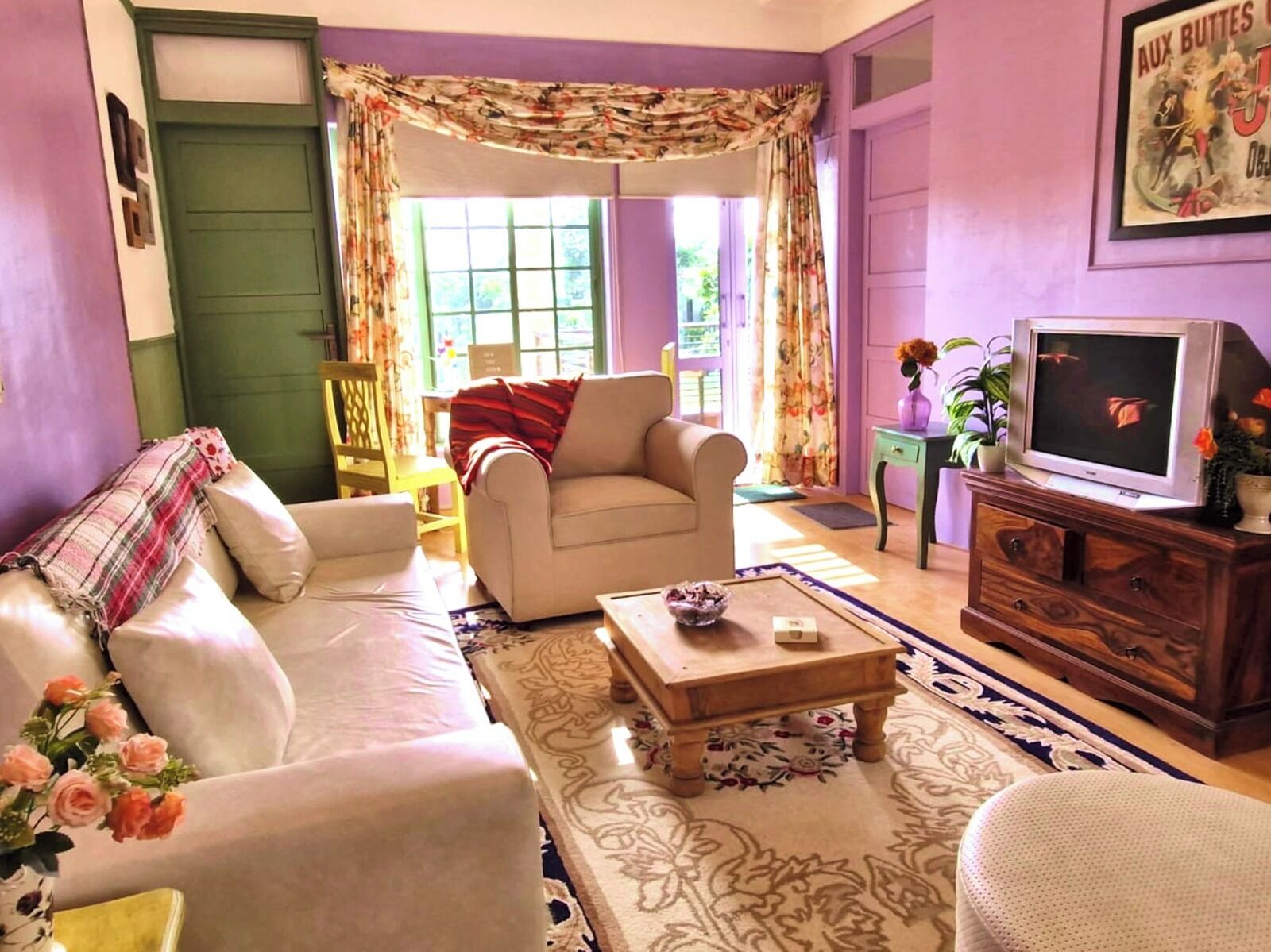 36-inch flat-screen TV with cable channels
