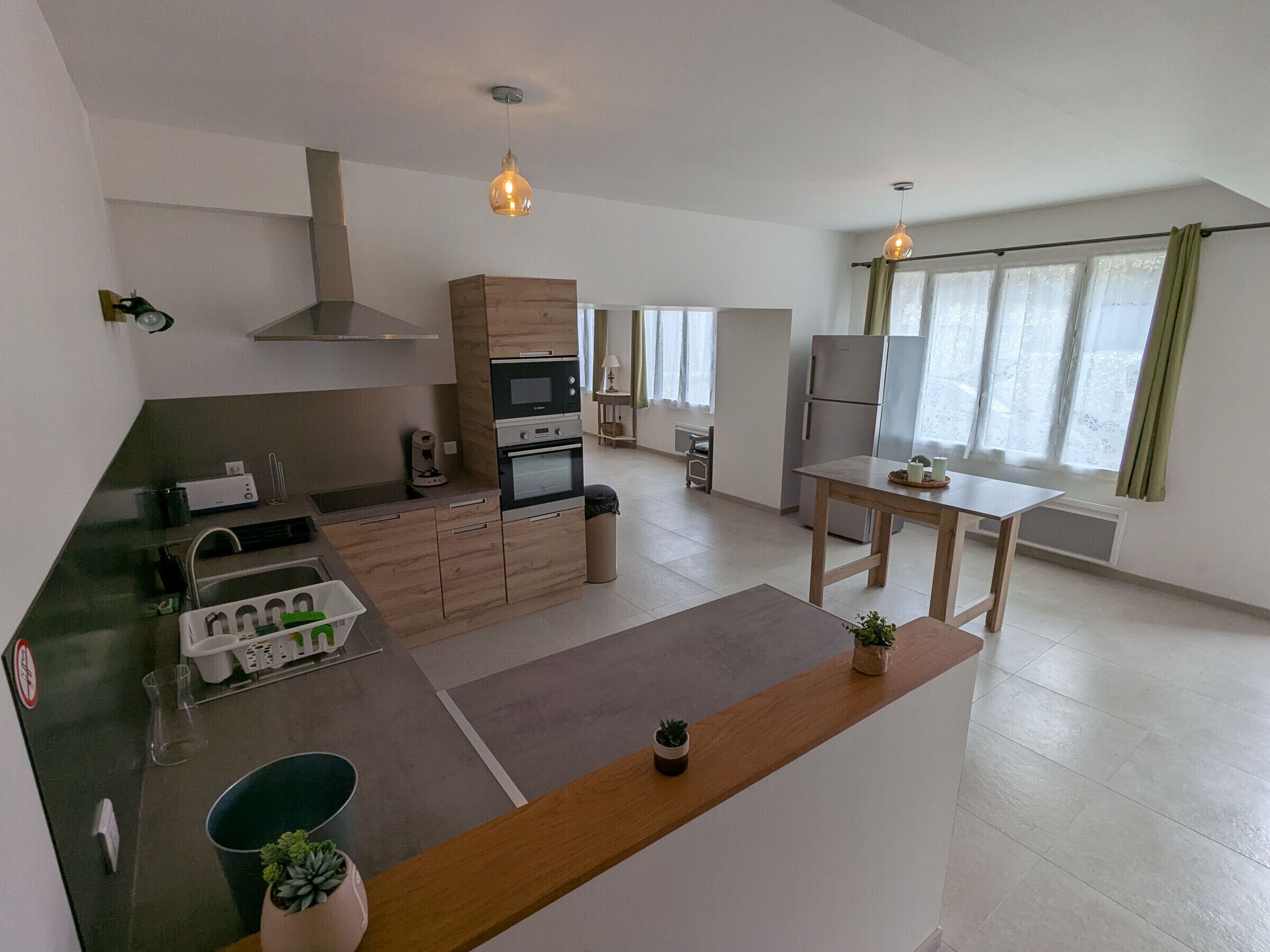 Fridge, microwave, dishwasher