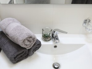 Hair dryer, towels