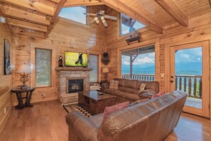 TV, fireplace, table football