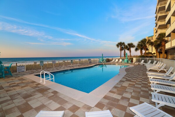 A heated pool - Sandy Key 311:  3 BR/2 BA Beachfront Condo in Perdido Key, FL, On-Site Rental Office, Sleeps 6 (Pensacola)