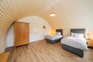 1 bedroom, desk, iron/ironing board, travel cot