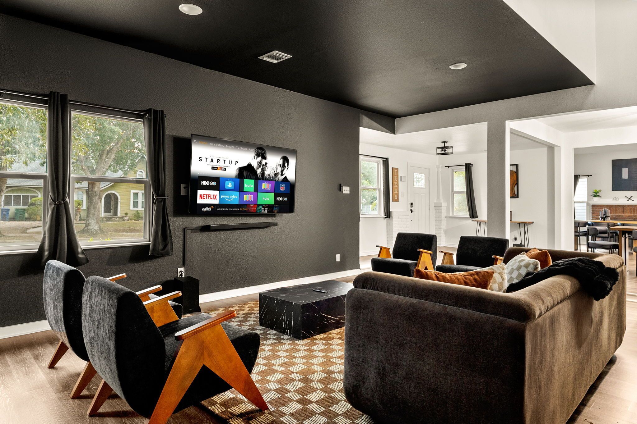 Smart TV, table tennis, stereo, computer monitors