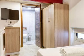 1 bedroom, desk, iron/ironing board, travel cot