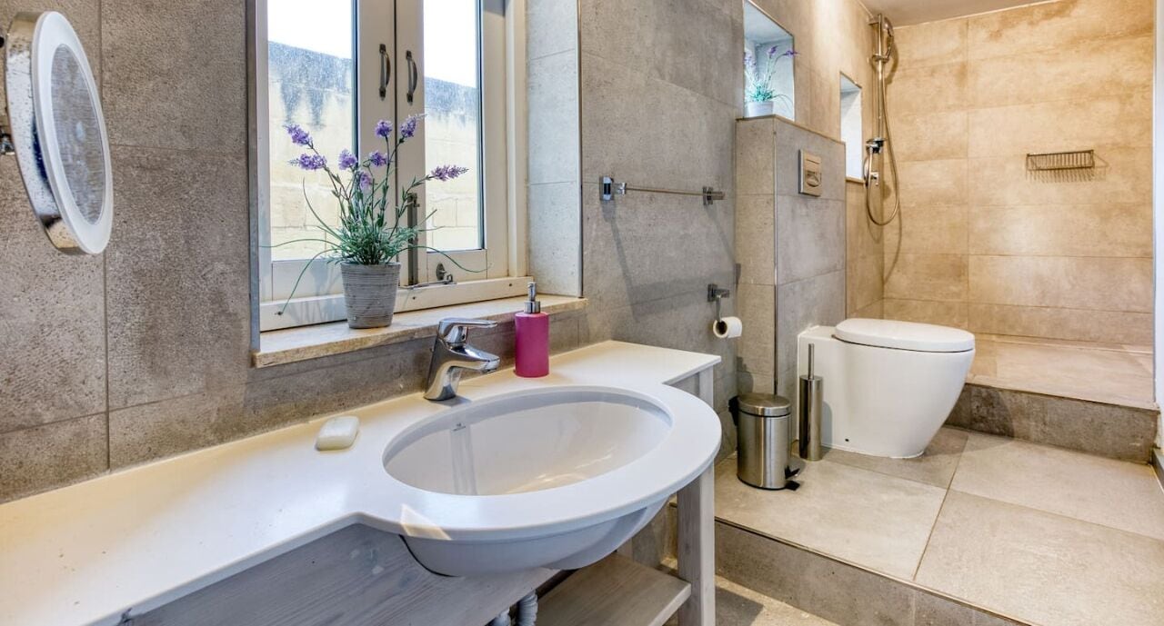 Hair dryer, towels, toilet paper