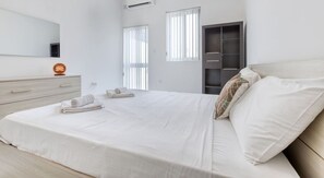 1 bedroom, desk, iron/ironing board, travel cot