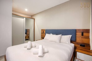 1 bedroom, desk, iron/ironing board, travel cot