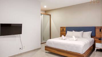 1 bedroom, desk, iron/ironing board, travel cot