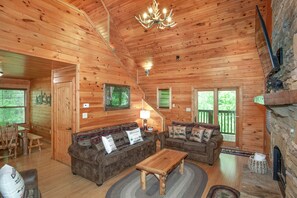 Smart TV, fireplace, video games, stereo