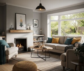 Smart TV, fireplace