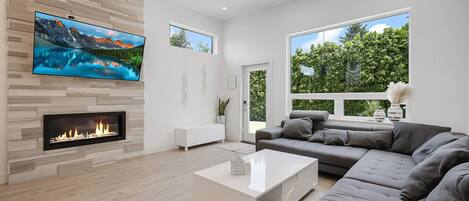 Televisión, chimenea