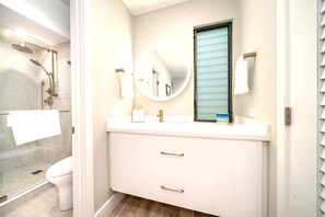 Ducha, secador de pelo y toallas