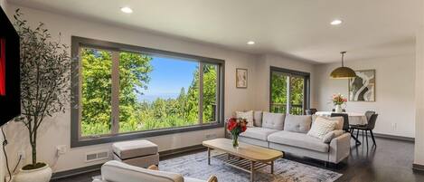 Smart TV, libros, oficina y monitor de computadora