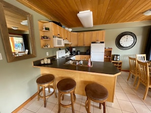 Microwave, stovetop, dishwasher