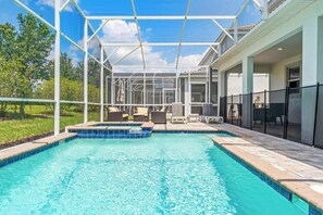 Outdoor pool, pool loungers