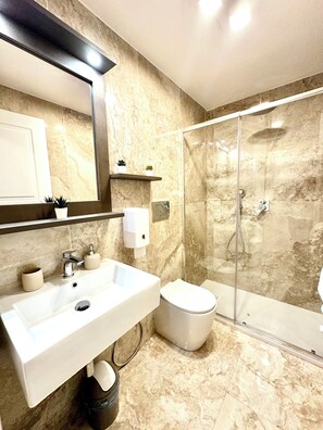 Standard Triple Room | Bathroom | Shower, hair dryer, towels, soap