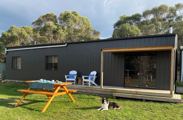 Outdoor dining - Man Cave with a touch of Lux... and an open fire. (Mount Doran)