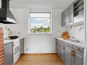 Fridge, microwave, cookware/dishes/utensils