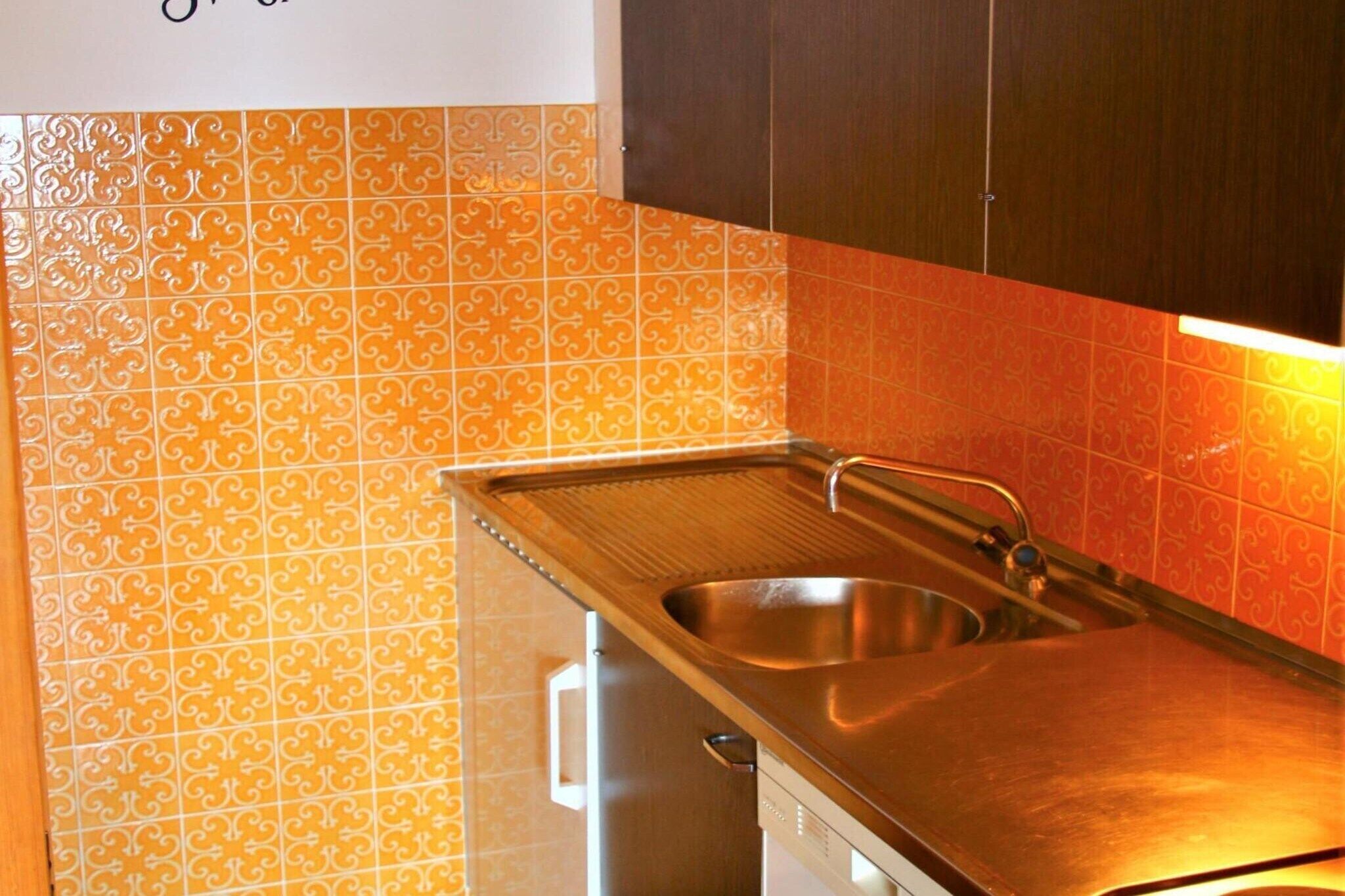 Een koelkast, een oven, een kookplaat, een vaatwasser