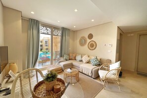 Living area - Xuru Stays I Homestyle & Summery 1bdr@ Mangroovy Free Beach Pool (El Gouna)